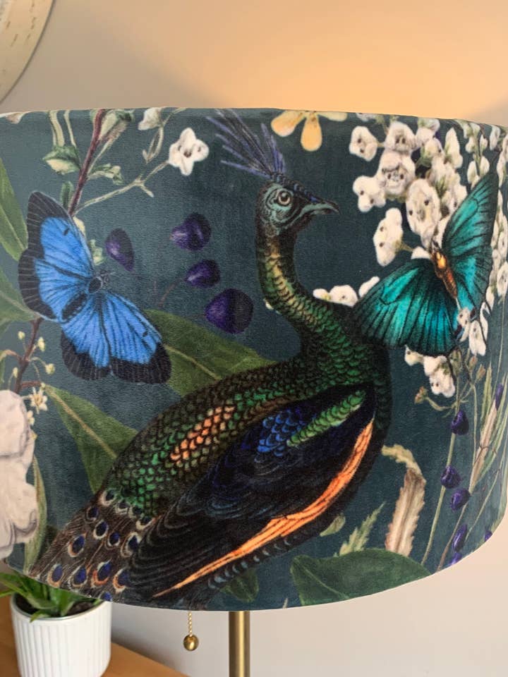 Velvet Peacock Lampshade for wholesale by The Lampshade Jungle