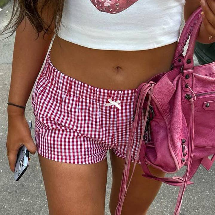 CHILL OUT Red Gingham Boxer Shorts for wholesale on Faire3