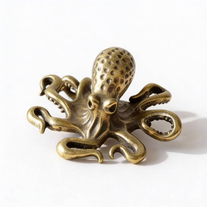 Kiyo Home - Wholesale Decorative Figurine - Small Brass Octopus Decor | Brass Figurine | Ocean Decor2