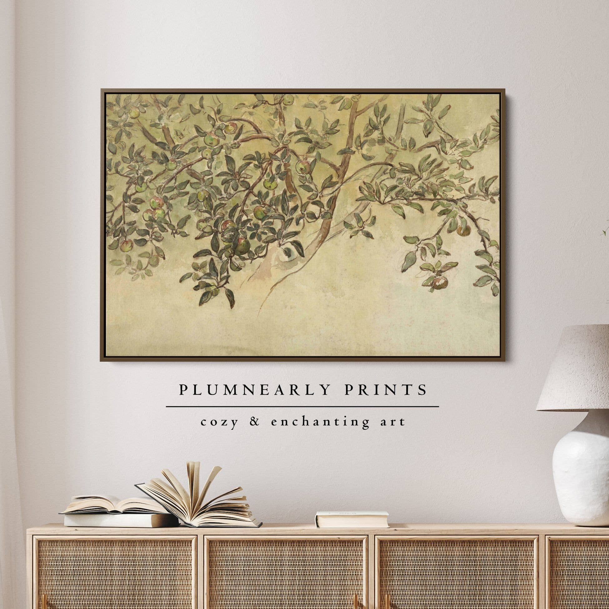 Plumnearly Prints - Wholesale Canvas Art - Shirlaw Apple Tree Watercolor Painting Framed Canvas Art 12