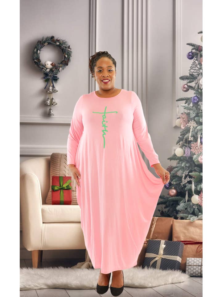 KaraChic - Wholesale Dress - Women's - Women's "FAITH" Long Sleeves Maxi Comfy Oversize Dress