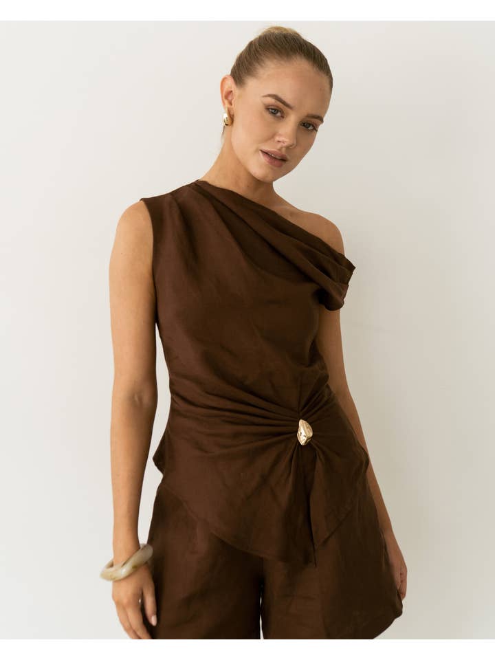 Twosisters The Label - Wholesale Blouse - Women's - Myra Top-Brown2