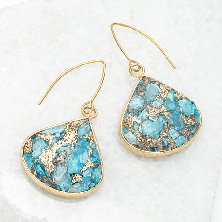 Starfish Project, Inc – Engroshandel Hængeøreringe og creoløreringe – Emperor Stone Blossom Øreringe - 14K forgyldte natursten nitter0