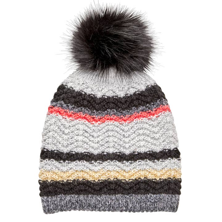 Bonnet en tricot souple recyclé avec pompon pour la vente par VIA