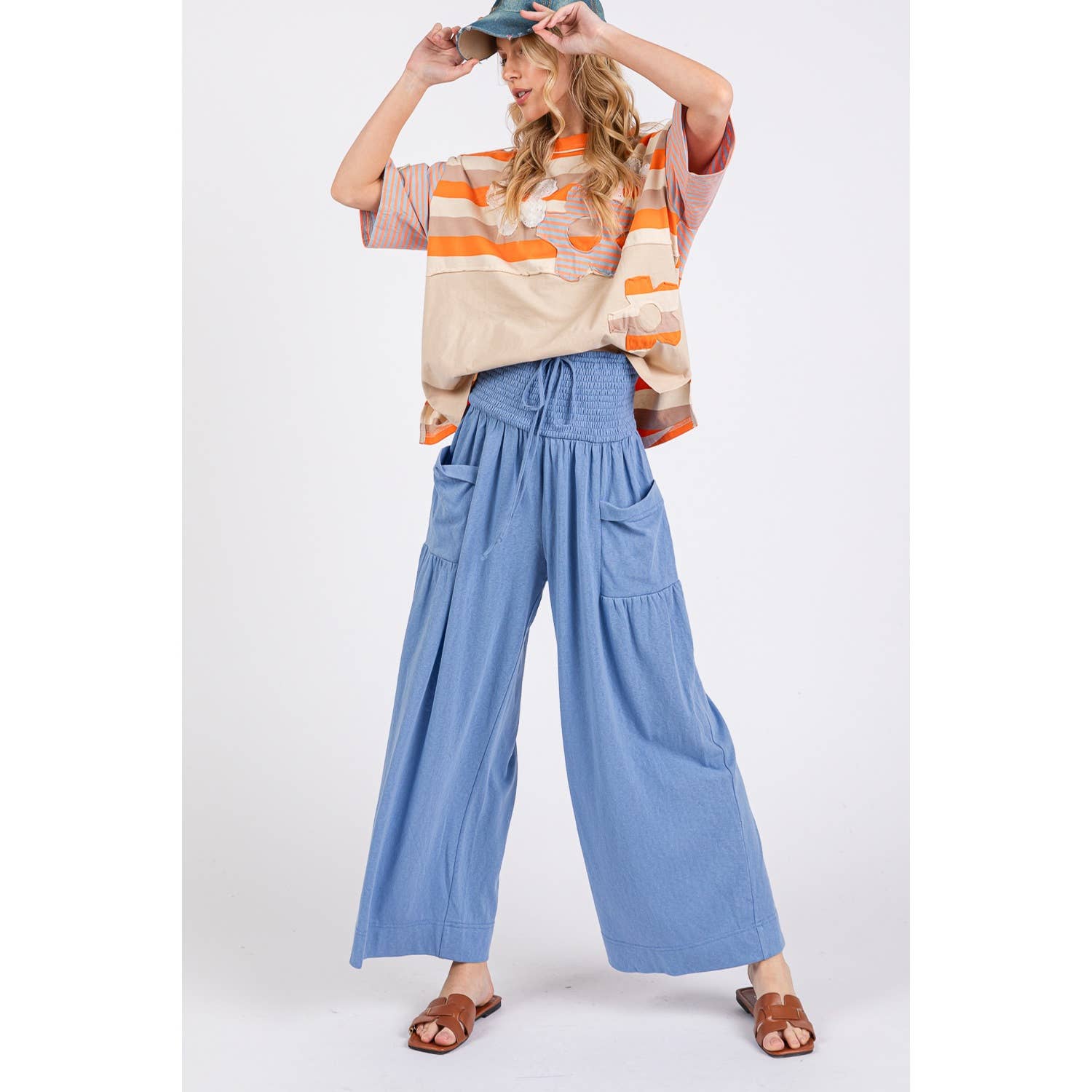 Sage + Fig - Vente Pantalon – femme - PANTALON LARGE DÉCONTRACTÉ À SMOCK (SP7105)7