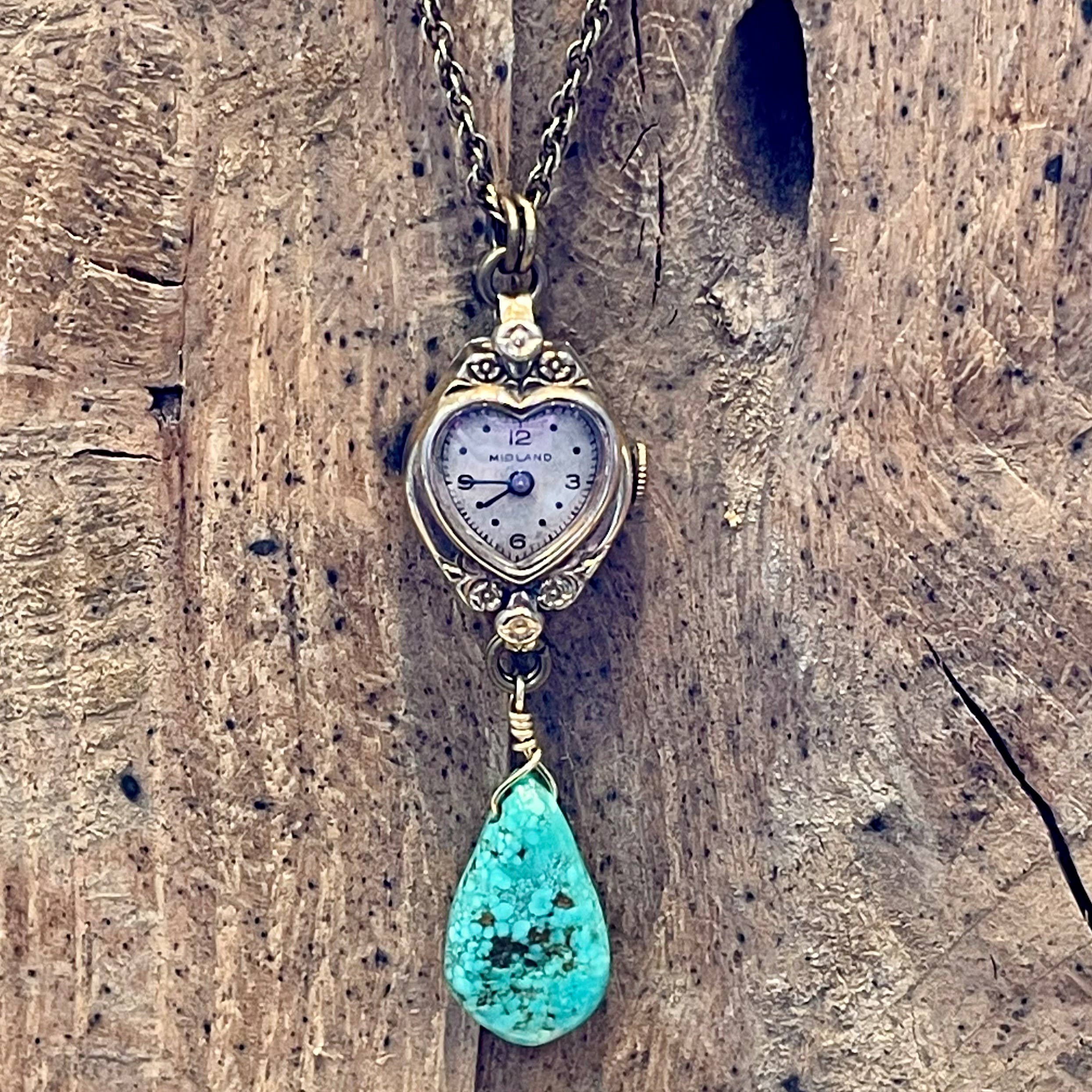Lorraine Frances Jewelry - Vente Colliers à pendentif - Collier Turquoise Montre Femme Antique2