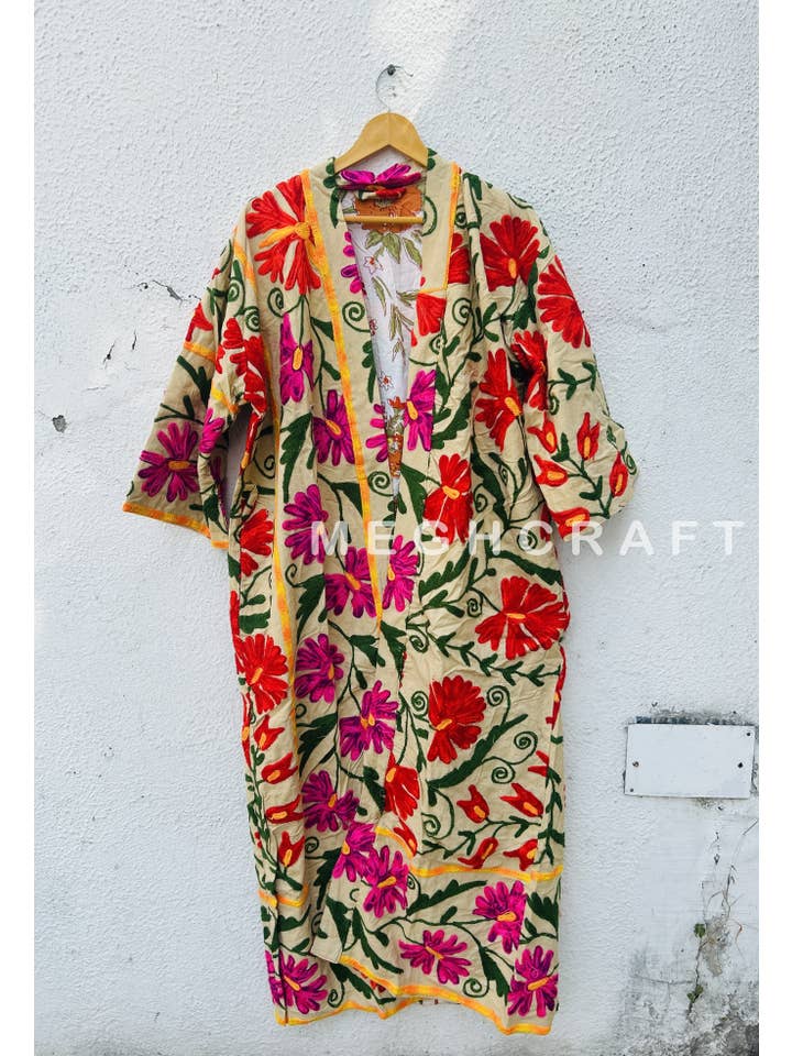 Meghcraft – wholesale Kimono – Women's – Cotton Suzani Embroidered Jacket Kimono Robe-Suzani Coat7