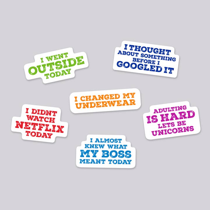 Design Corner - Wholesale Sticker - Adulting Die Cut Funny Stickers 6 Pack