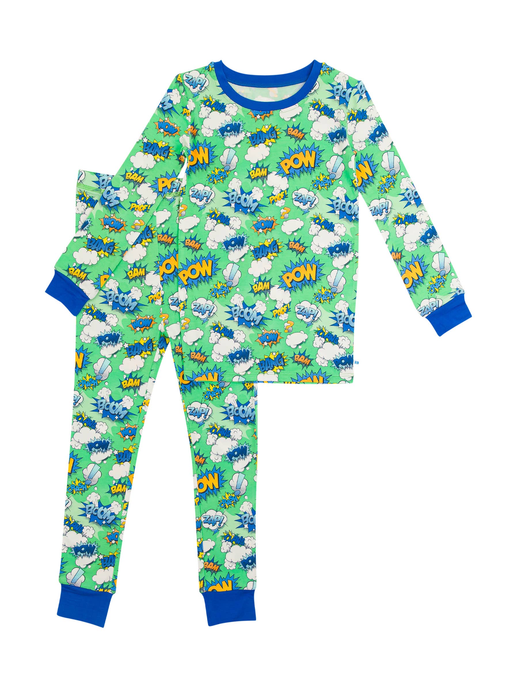 Green SoftSnooze™ Boys Bamboo Viscose Boom Pow Long Sleeve Pajama Set for wholesale on Faire0