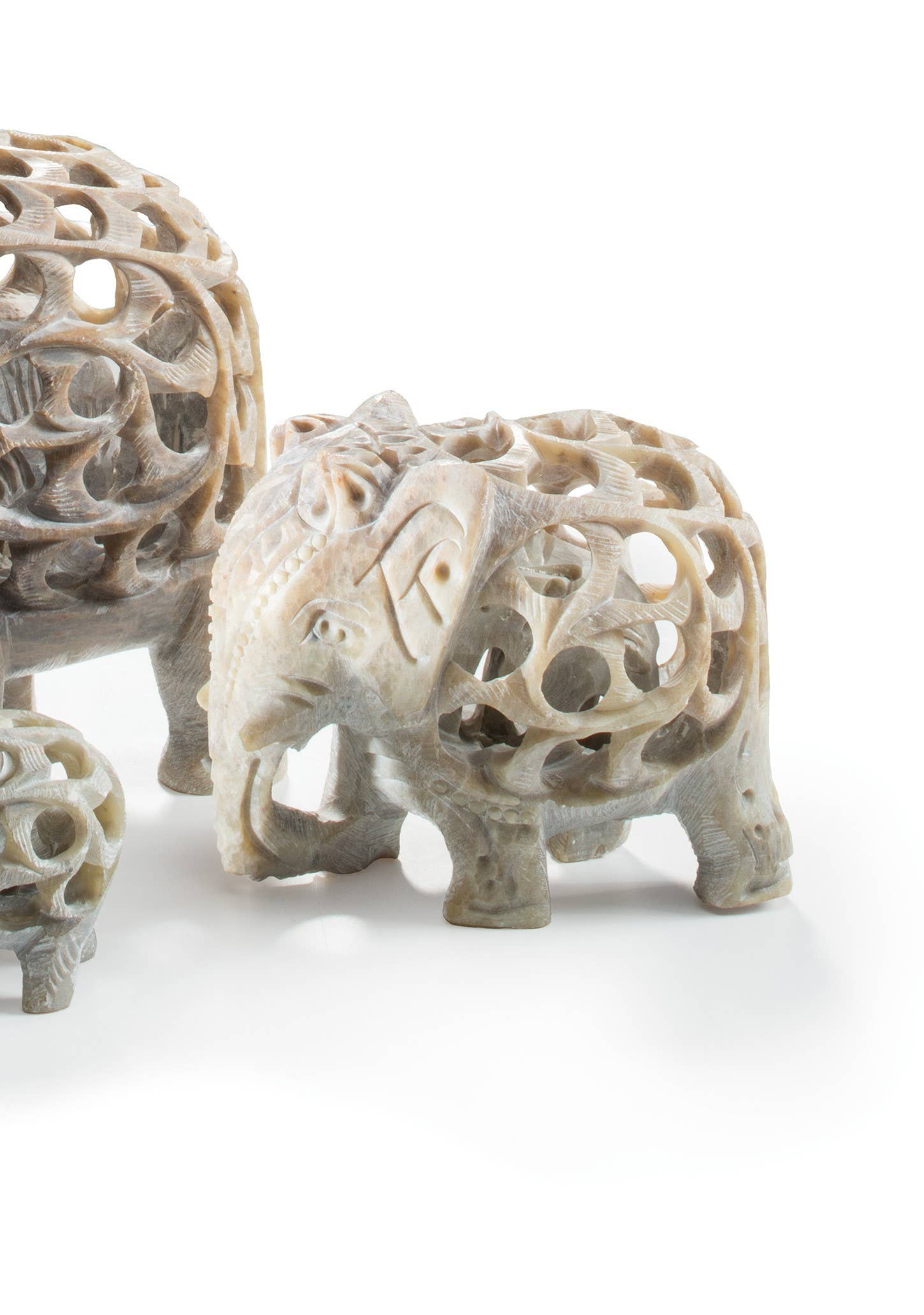 Namaste - Wholesale Decorative Figurine - Medium Hand Carved Soapstone Elephant