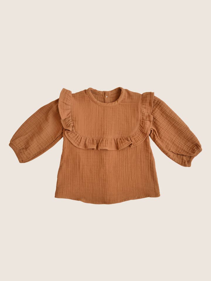Baby / Girl Ruffled Muslin Blouse 100% Cotton OEKO-TEX for wholesale by Eli & Nev (we cover U.S. import duties)