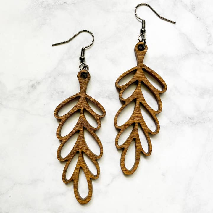 Brincos Longos Leaf por atacado de Simply Living Shop