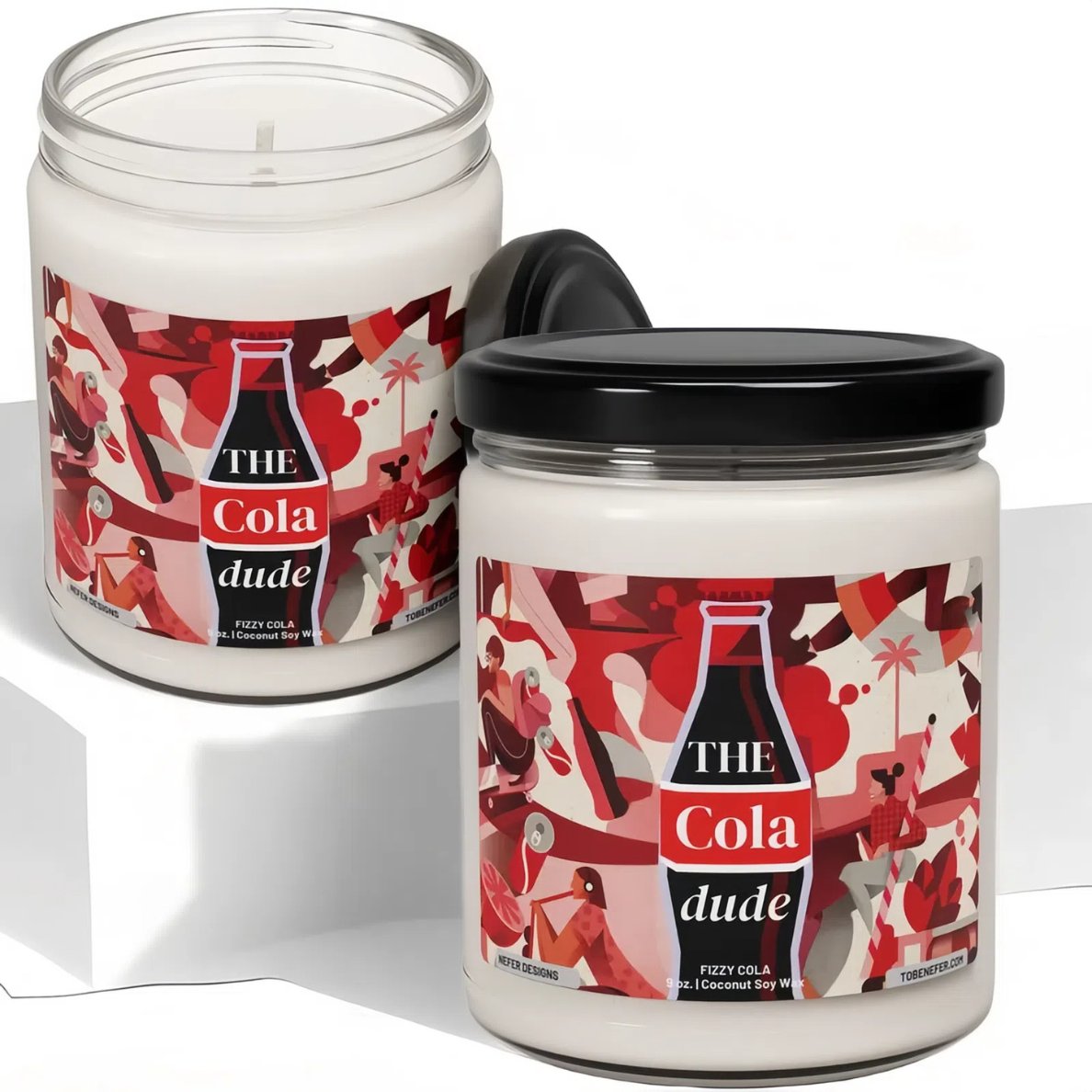 Nefer Designer Candles & Home Decor - Wholesale Jar/Filled Candle - The Cola Dude | Hand Poured 9 oz Soda Pop Soy Candle0