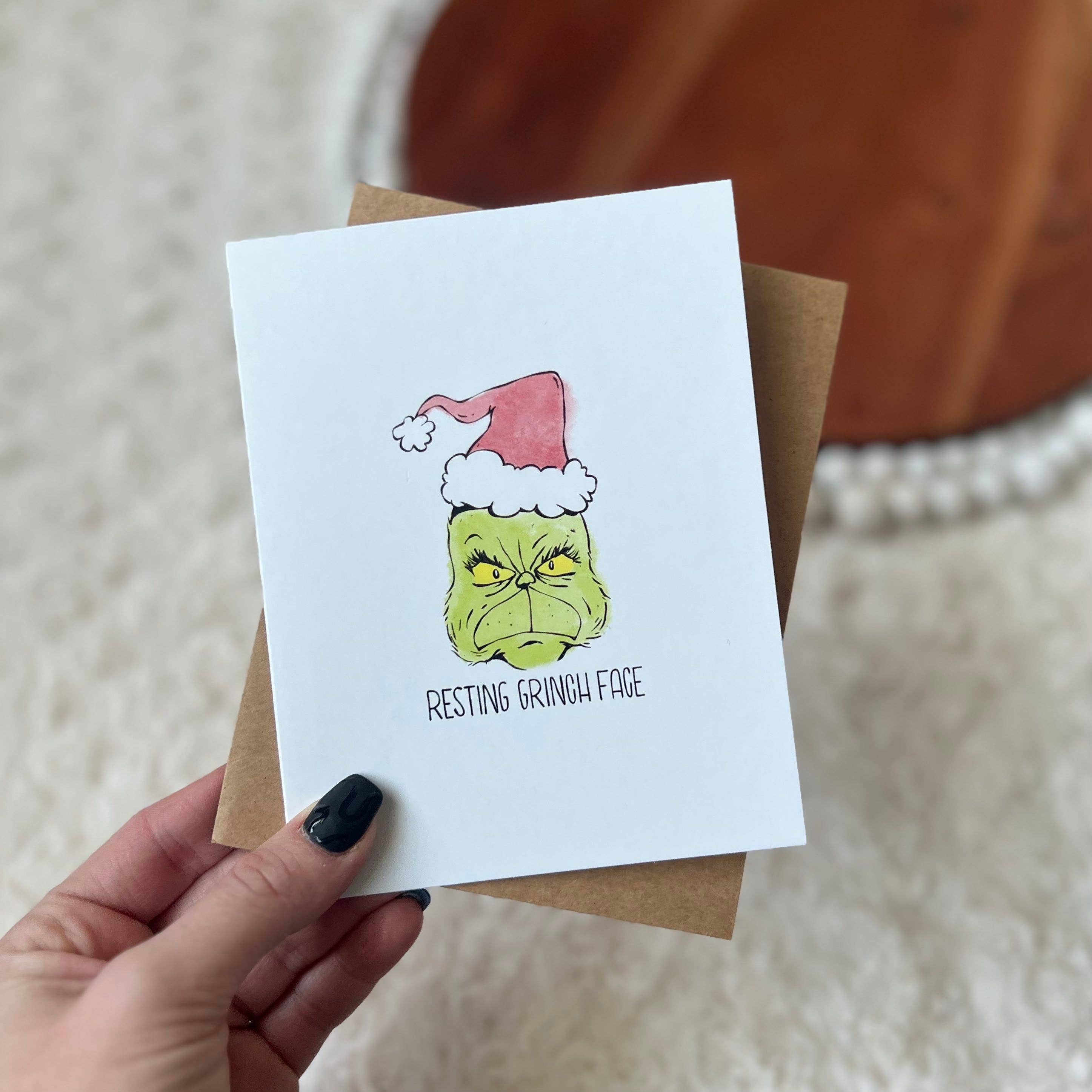 Big Moods - Wholesale Christmas Card - Resting Grinch Face Greeting Card