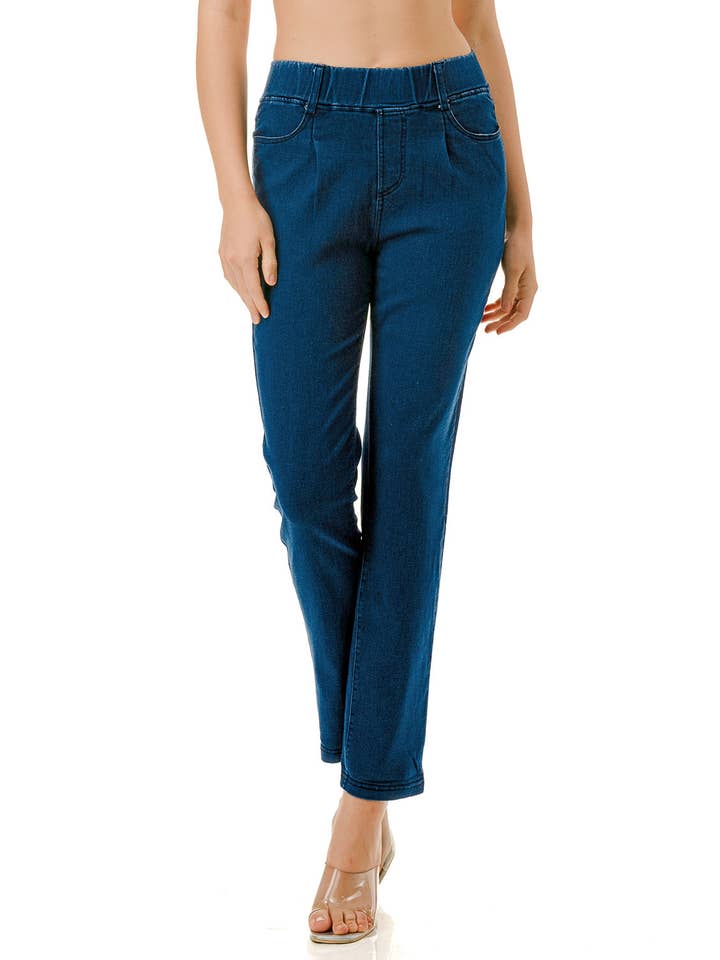 Color 5 - Wholesale Jeans - Women's - Medium washed pull on stretch boot cut straight denim jeans2