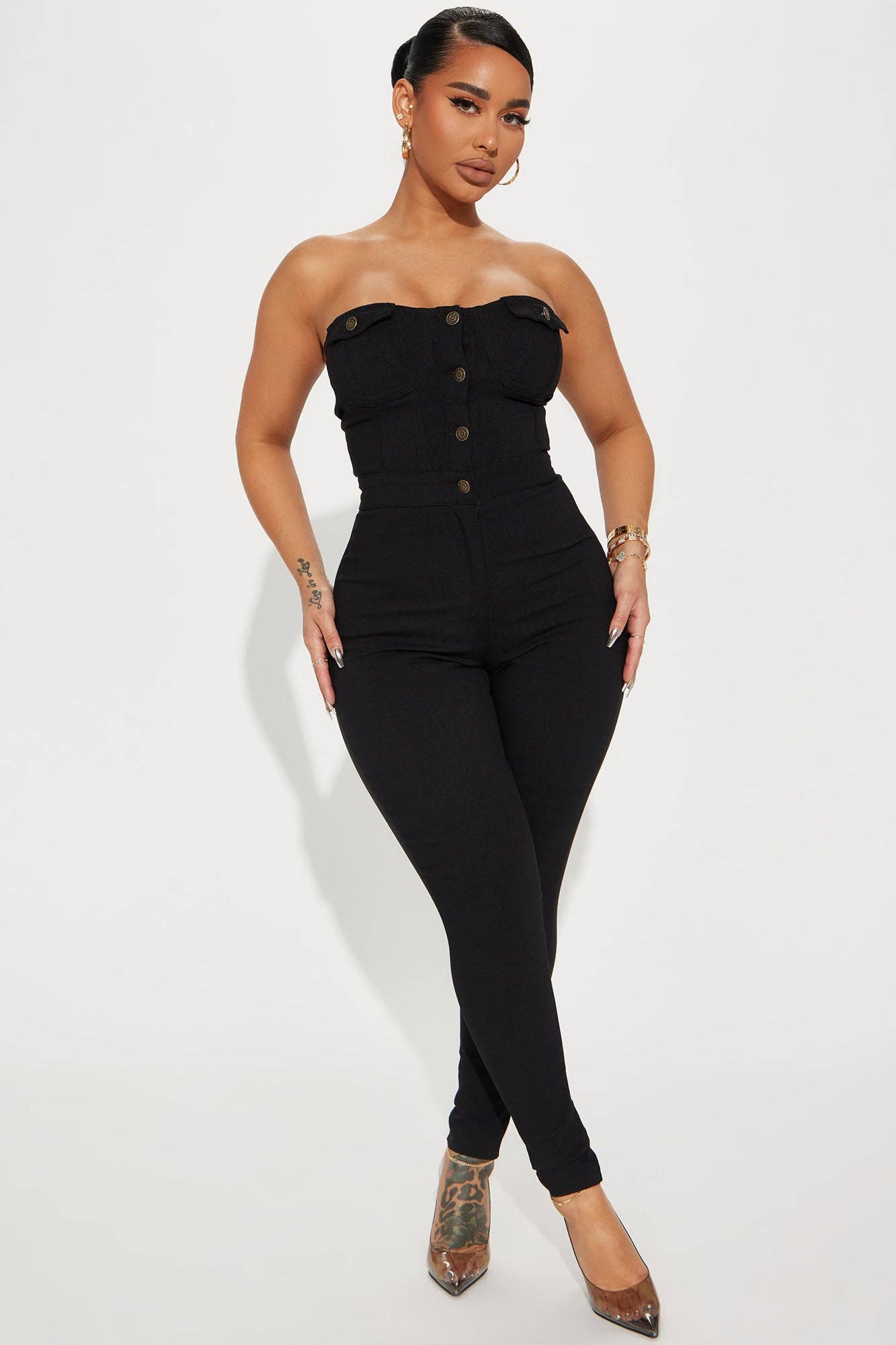 5besties inc - Wholesale Jumpsuit - Women's - STRAPLESS BUTTON DOWN JUMPSUIT4