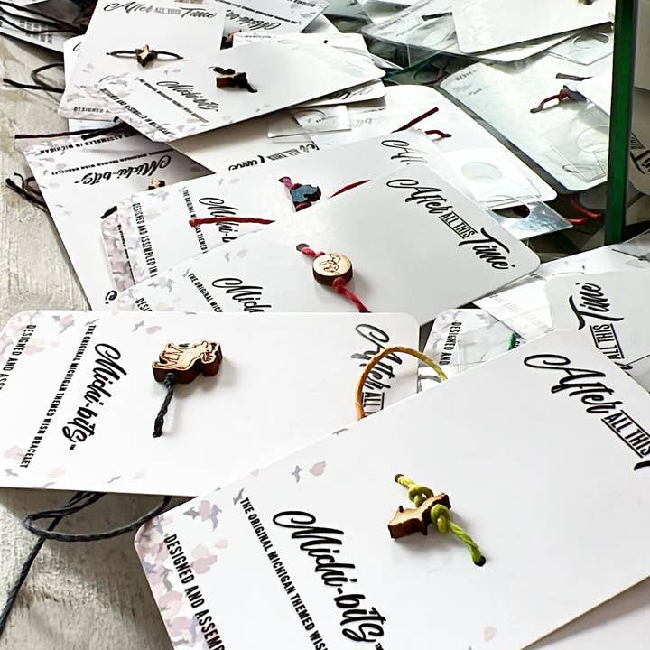 Michigan Themed Wish-Bits Wish Bracelet for wholesale by After All This Time, LLC