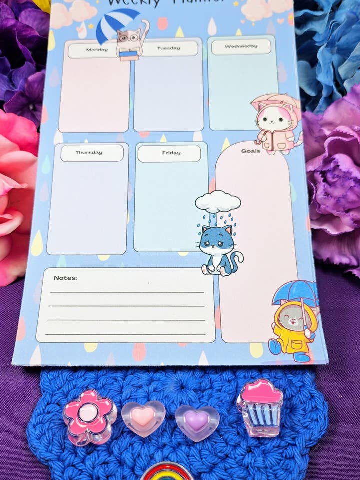 Rainy Paws ugentlig planlægningsblok 5,5" x 8,5" for engroshandel hos Autumnmist Boutique