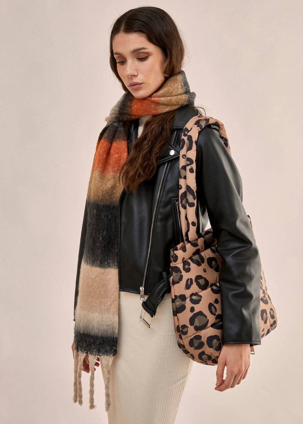 NALI' - Wholesale Scarf - Women's - STRIPES SCARF ORANGE/BLACK - N600