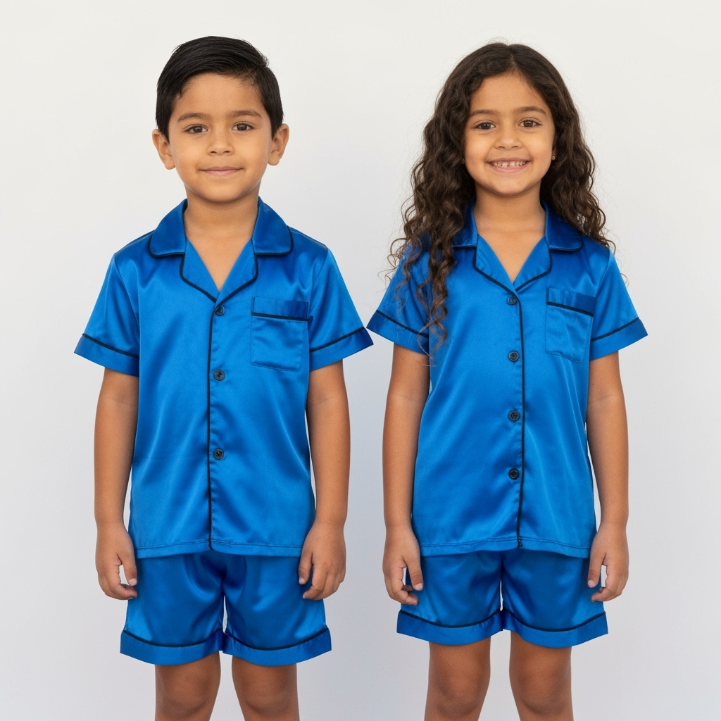 The Blissful – wholesale Sleepwear set – Kids – Kids Personalized Satin Short Pajama Set - Soft & Stylish1