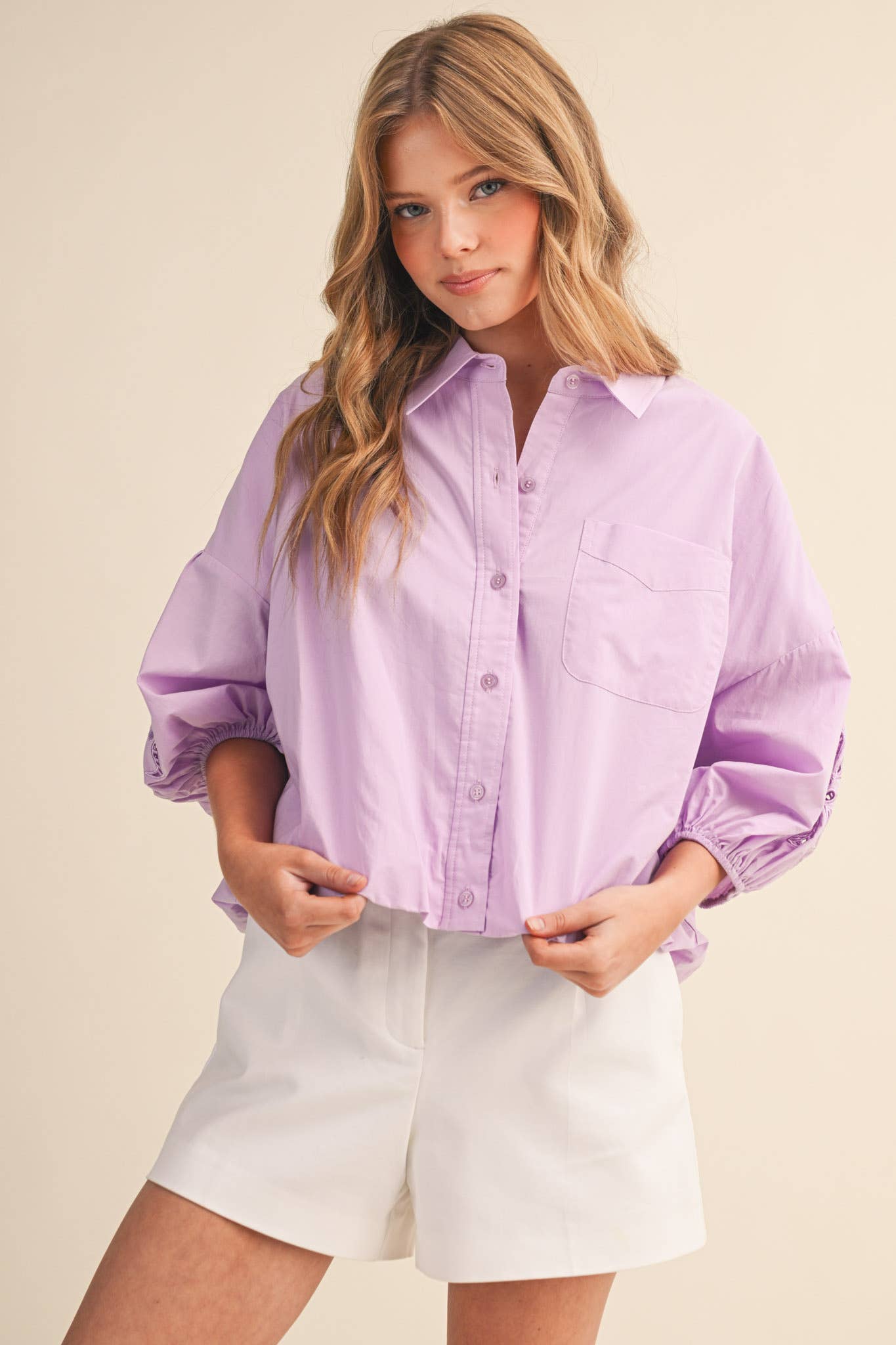 &MERCI – Engroshandel Skjorte med buttondown – til kvinder – UDSKÅRET BRODERET BOBLEÆRME TOP MTP383528