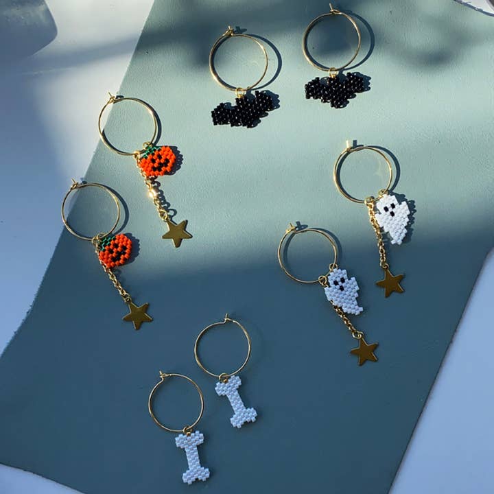 Handmade Halloween Hoop Earrings for wholesale by Shh by Sadie