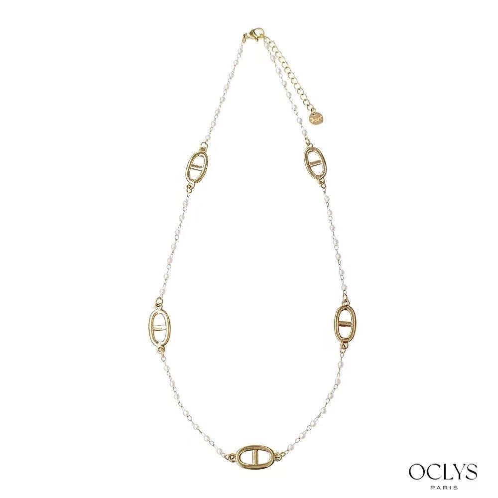 Oclys - Wholesale Beaded/Pearl Necklace - Set of 12 assorted beaded necklaces stainless steel Vana12