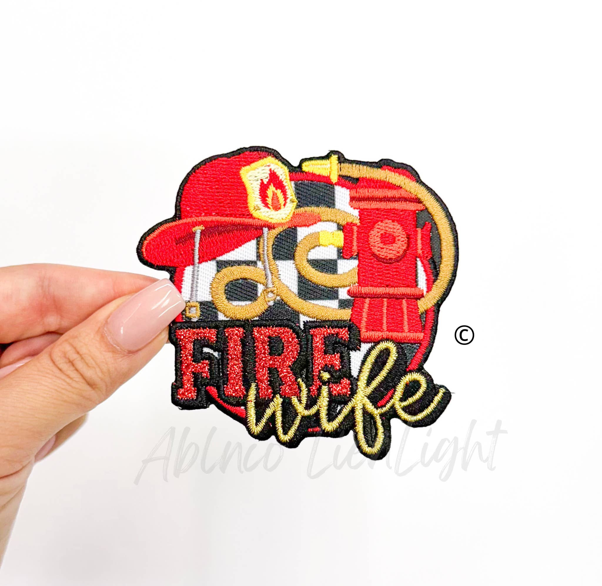 ABLNco - Wholesale Patch - Fire Wife Glitter Embroidery Patch Iron On
