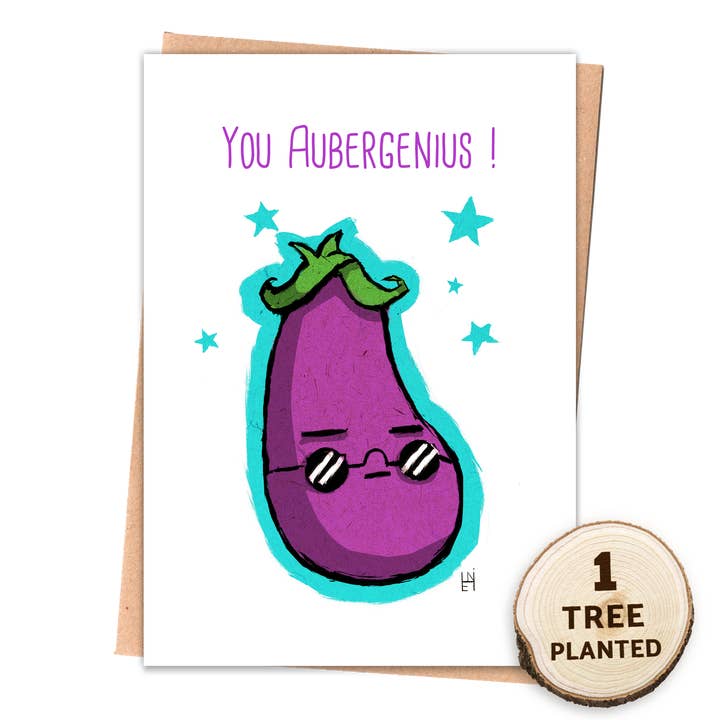 Recycled Congratulations, Graduation Eco Card. Aubergenius for wholesale by 1 Tree Cards