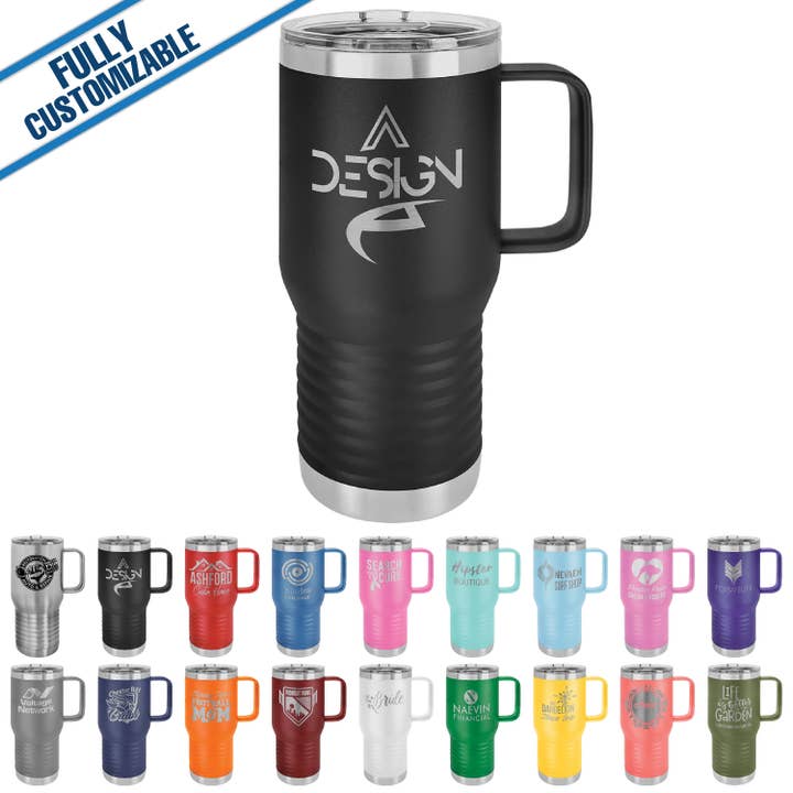20oz. Engraved Travel Mug - Sliding Lid - Fully Customizable for wholesale by GiftWorksPlus