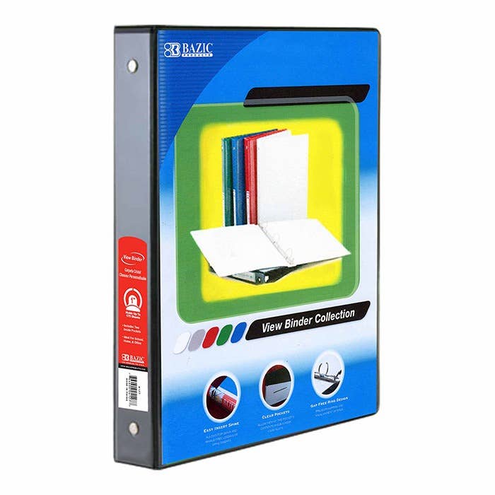 1'' Black 3 Ring View Binder With 2 Pockets for wholesale by Luna Office Supply - Everyday Essential