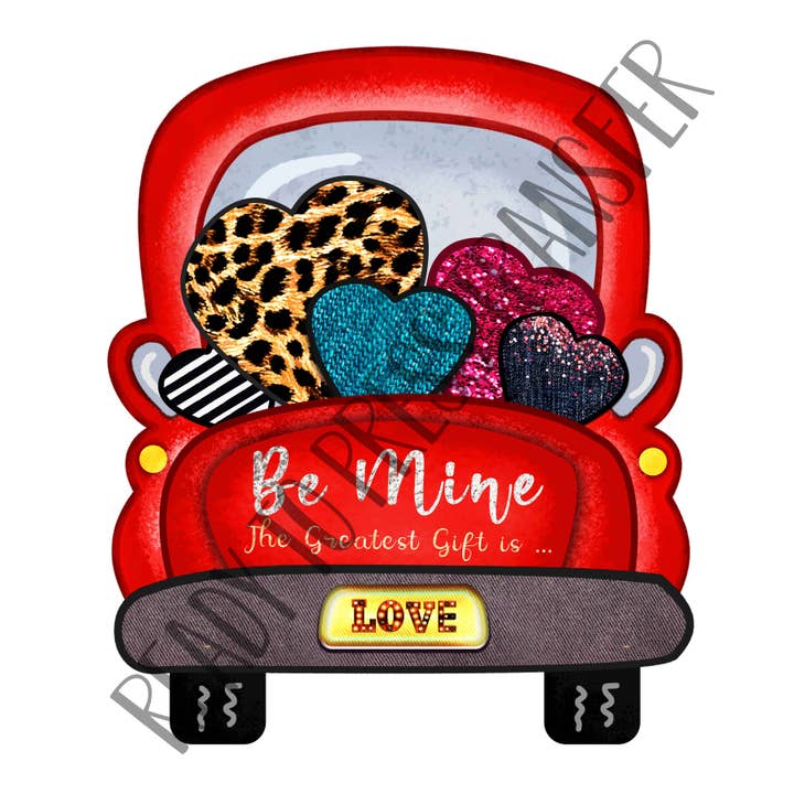 Old Truck with hearts- Valentine's Day Sublimation Transfer T111 for wholesale by BreezePrintCo