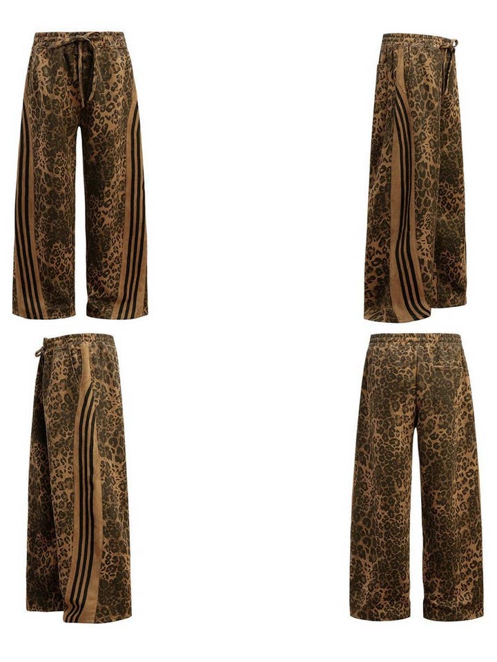 Brown Leopard Stripe Utility Pants for wholesale on Faire2