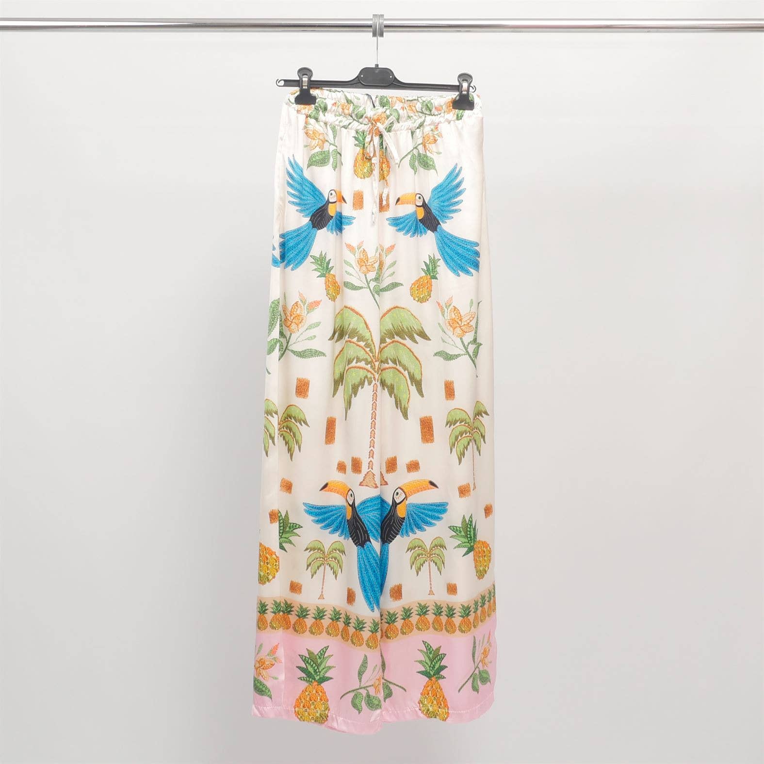 Cecile Wang - Vendita all'ingrosso Pantalone - Donna - Pantaloni stampati con pappagalli in viscosa satinata SSP20236VS2