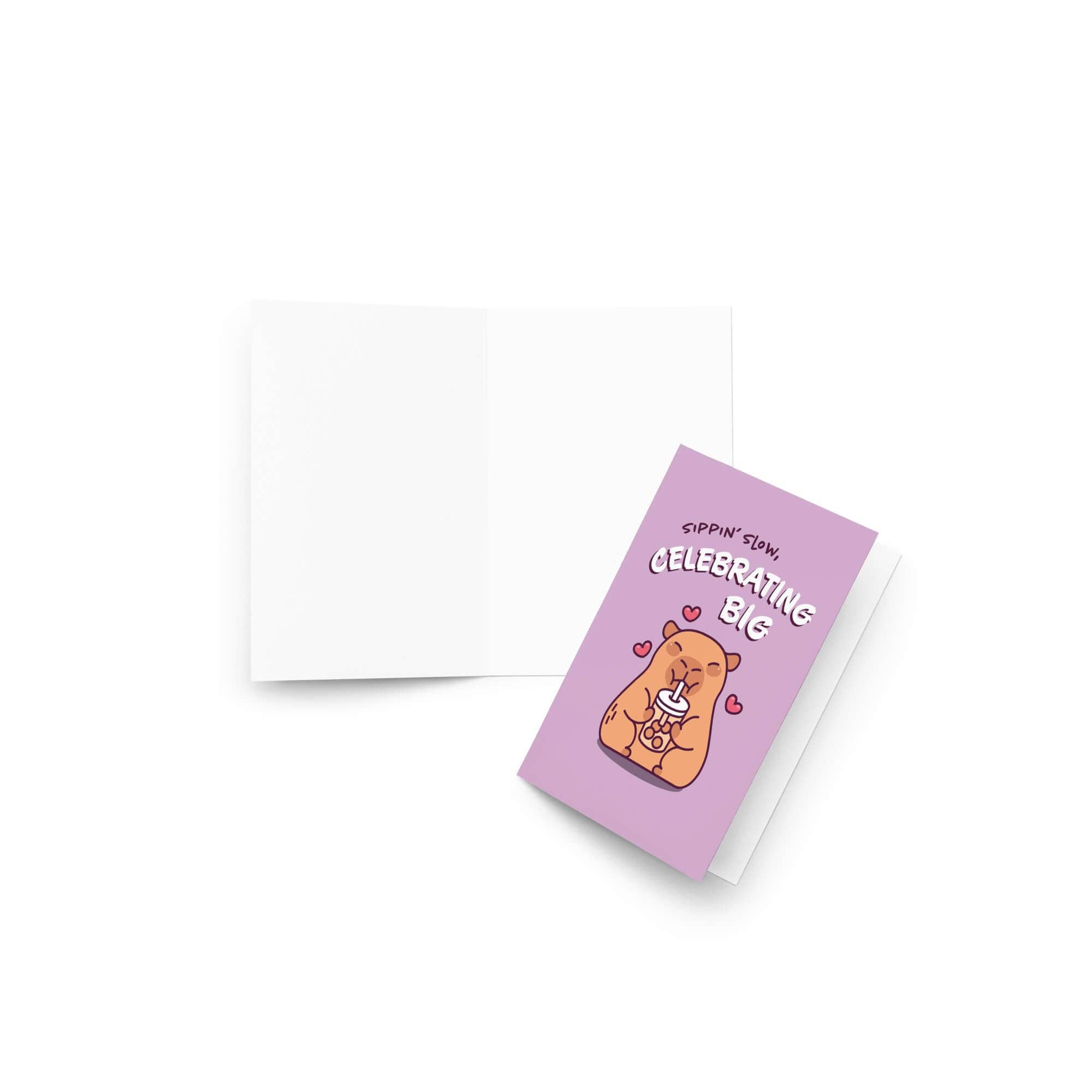 Cute Asian Cards – wholesale Birthday card – Celebrating Big Funny Birthday Card | Cute Capybara Milk Tea Boba7