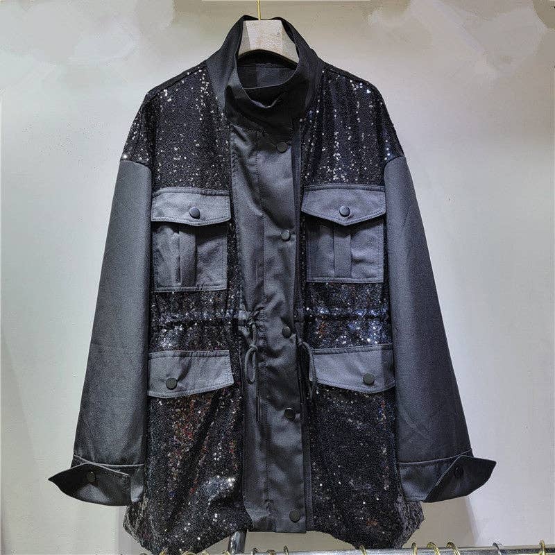 Sanyao Fashion - Wholesale Windbreaker - Women's - M205 Handmade Sequin Utility Windbreaker – Autumn Edition2
