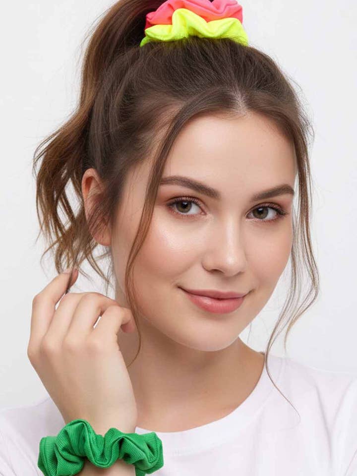 Color Pop Solid Hair Scrunchies  for wholesale by Amerikan Basics