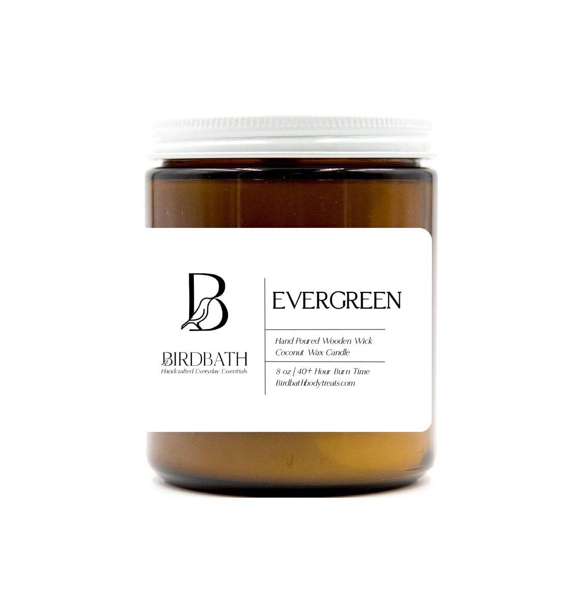 Birdbath - Wholesale Jar/Filled Candle - Evergreen Coconut Wax Candle With Wooden Wick- 8 oz