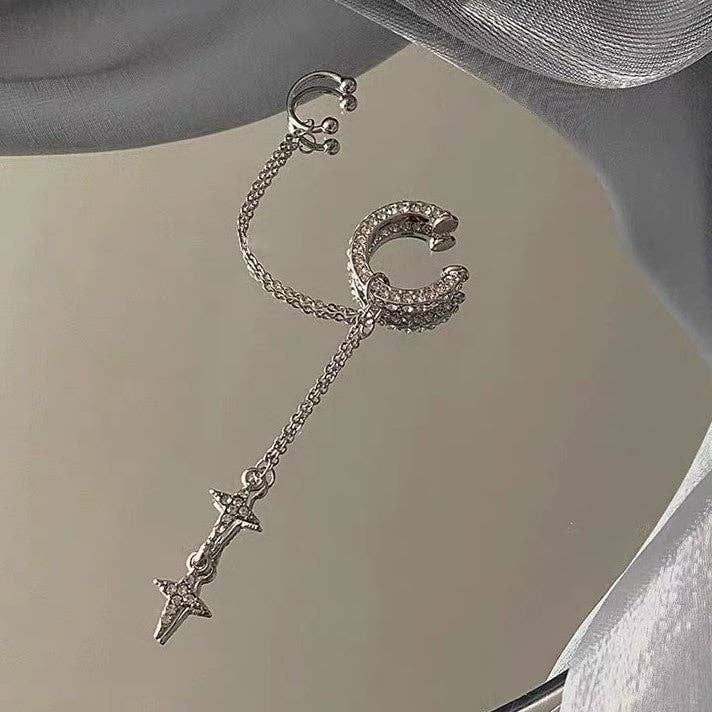 Star Drop dangle earring Ear cuff, trendy y2k edgy cute for wholesale by Holicca