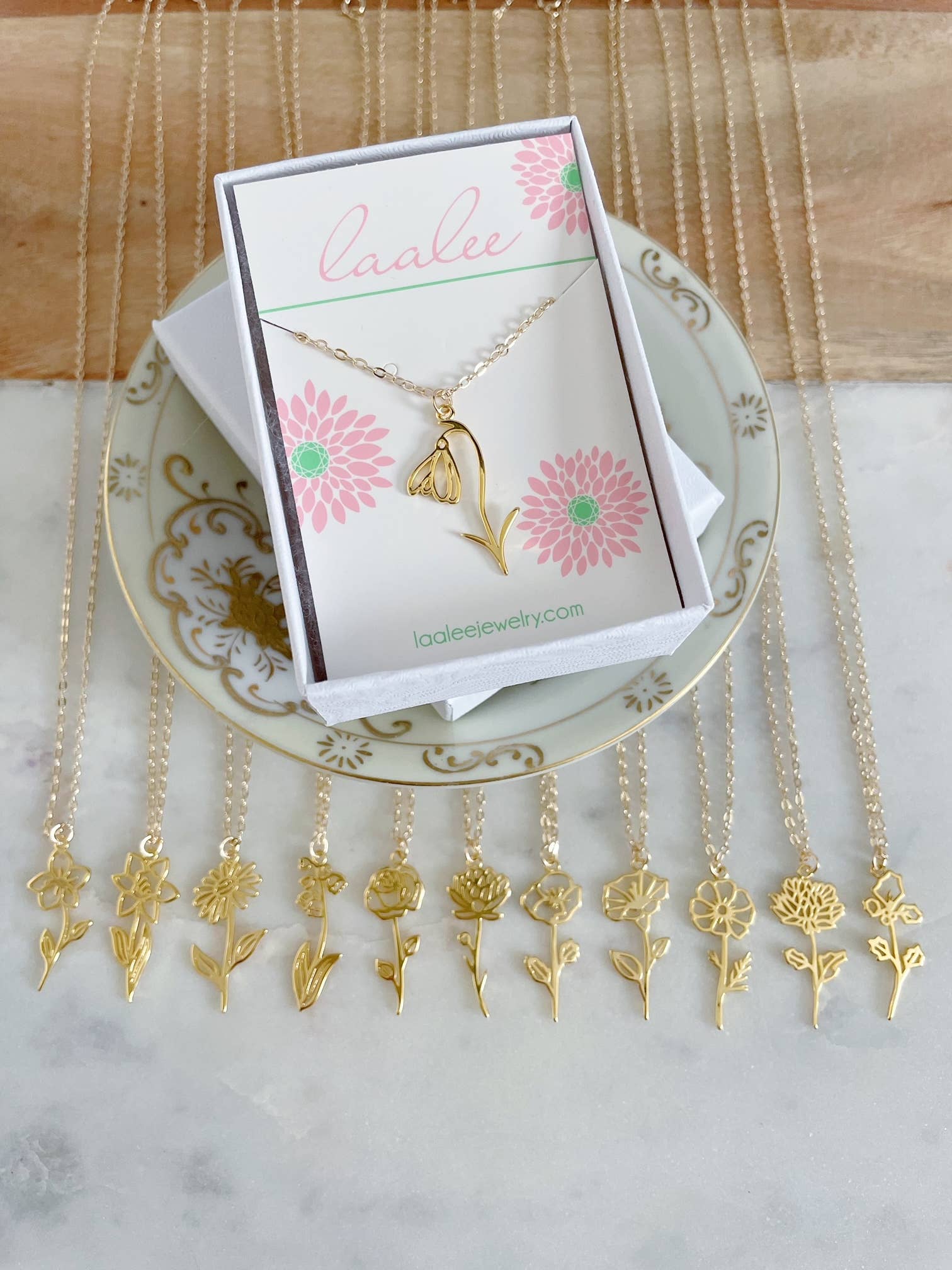 Laalee Jewelry - Wholesale Pendant/Charm Necklace - Gold Birth Flower Necklace, Birth Flower Spring Jewelry5