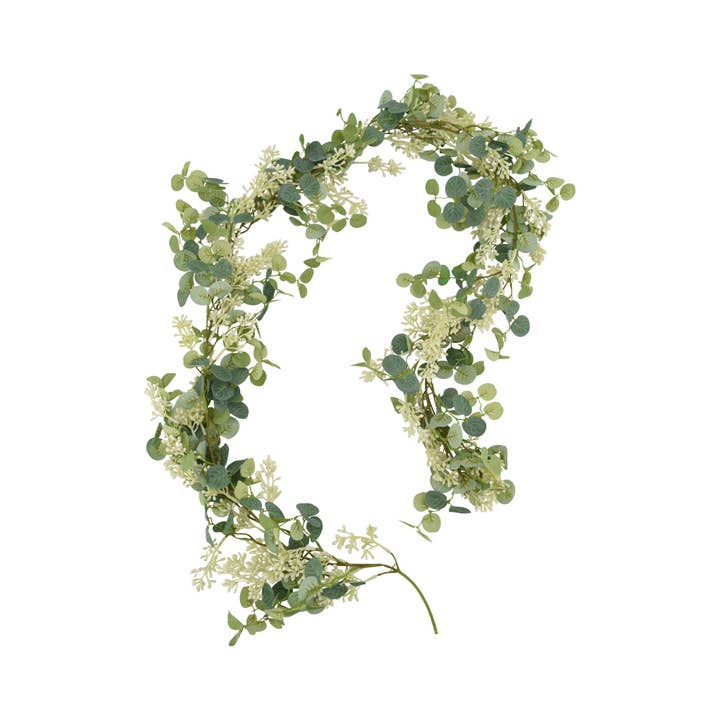 Tremont Floral Supplies - Wholesale Decorative Tassel/Wall Drop - 70" Eucalyptus & Cream Berry Garland