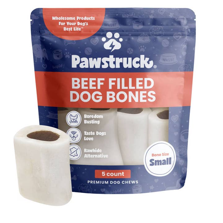 Pawstruck - Wholesale Pet Treats - Dog - Beef Filled Dog Bones (Small)