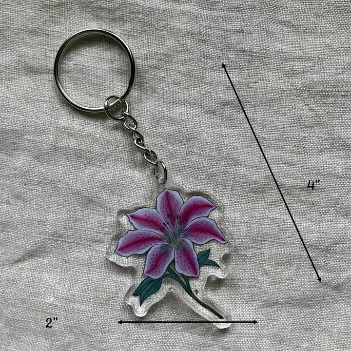 Artwork by Sandra Naufal - Wholesale Keychain - Unisex - Stargazer Lily Keychain