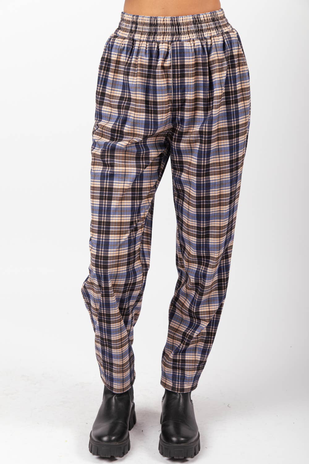 VERY J - Wholesale Pants - Women's - NP70310-Corduroy Flannel Plaid Cozy Comfy Pants15