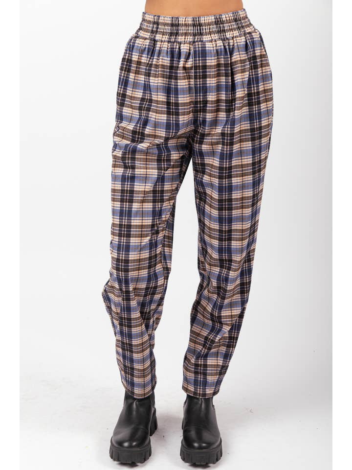 VERY J - Wholesale Pants - Women's - NP70310-Corduroy Flannel Plaid Cozy Comfy Pants15