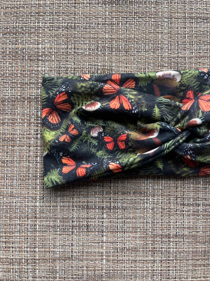 Butterflies & Mushrooms Twist Headband for wholesale by Radiant Wear