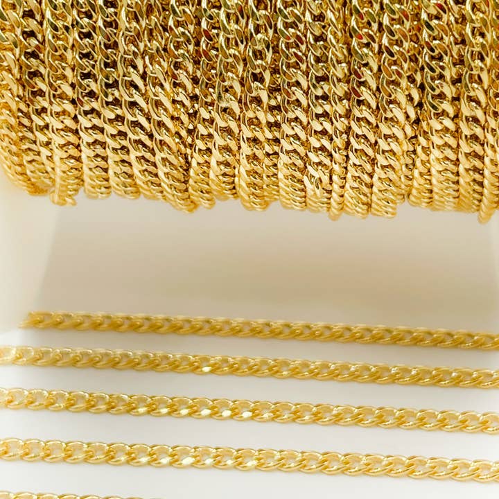 Tresor Jewelry Inc. – Engroshandel Led/kæde halskæde – 64HRGF. 14k Guld Fyldt Flad Stram Curb Kæde