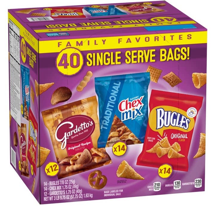 Majestic Wholesale - Wholesale Chips - Bugles, Chex Mix & Gardetto Variety Pack Snacks, 40CT