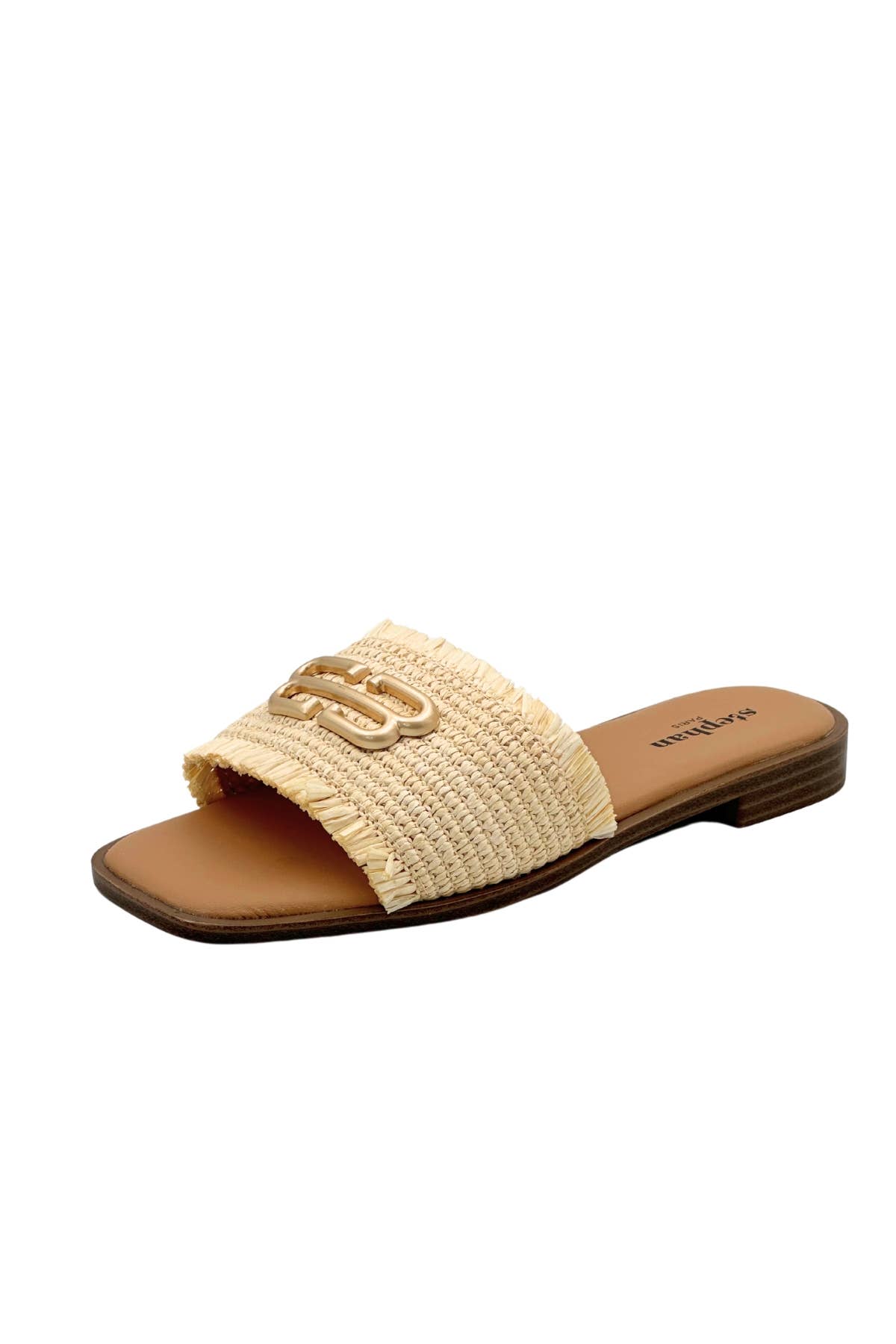 Stephan Paris – Großhandel Sandalen – Damen – Raffia-Mules TH-9 in natürlichen Farben mit Metallakzent4