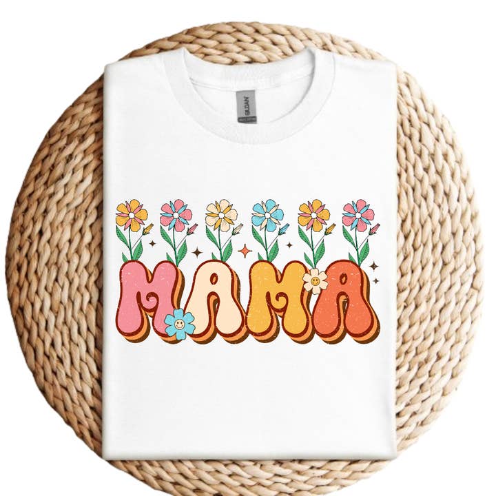Floral Mama Dam T-shirt med Tryck för wholesale av Mama and Littles Apparel